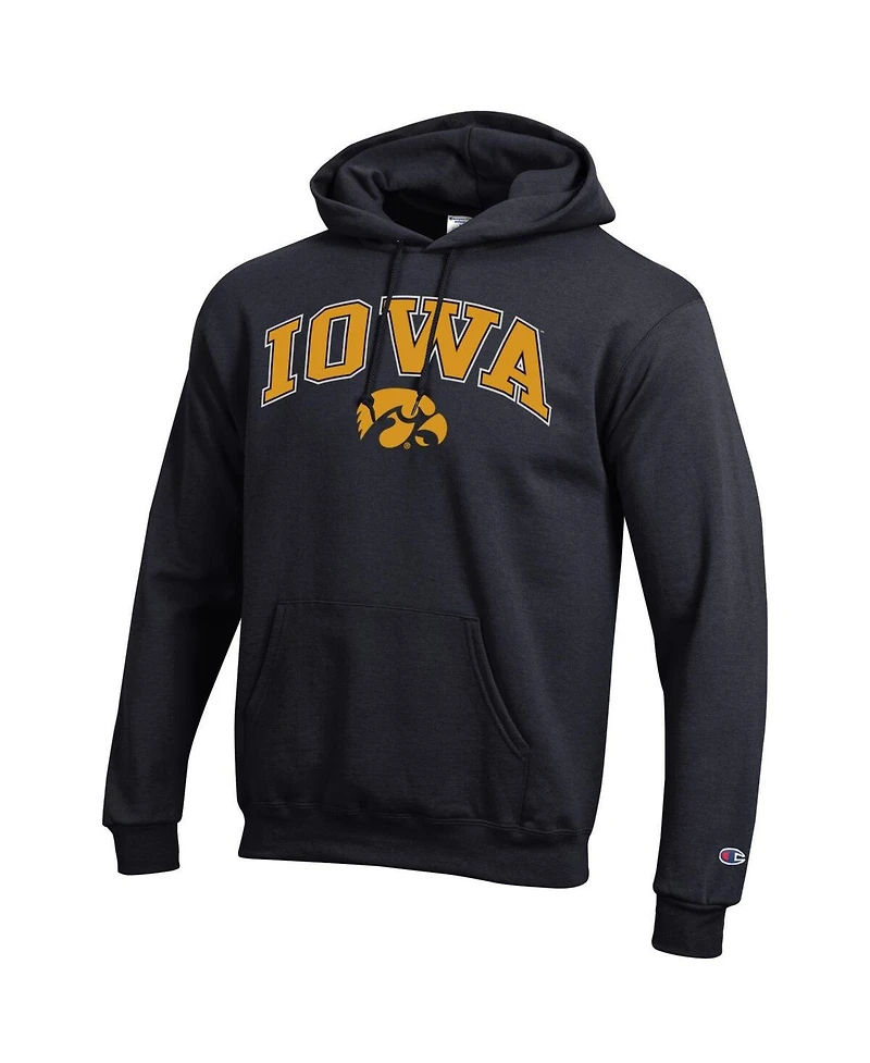 Champion Men's Black Iowa Hawkeyes Arch Over Logo Pullover Hoodie