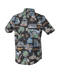 Reyn Spooner Men's Black Milwaukee Brewers Scenic Tri-Blend Button-Down Shirt