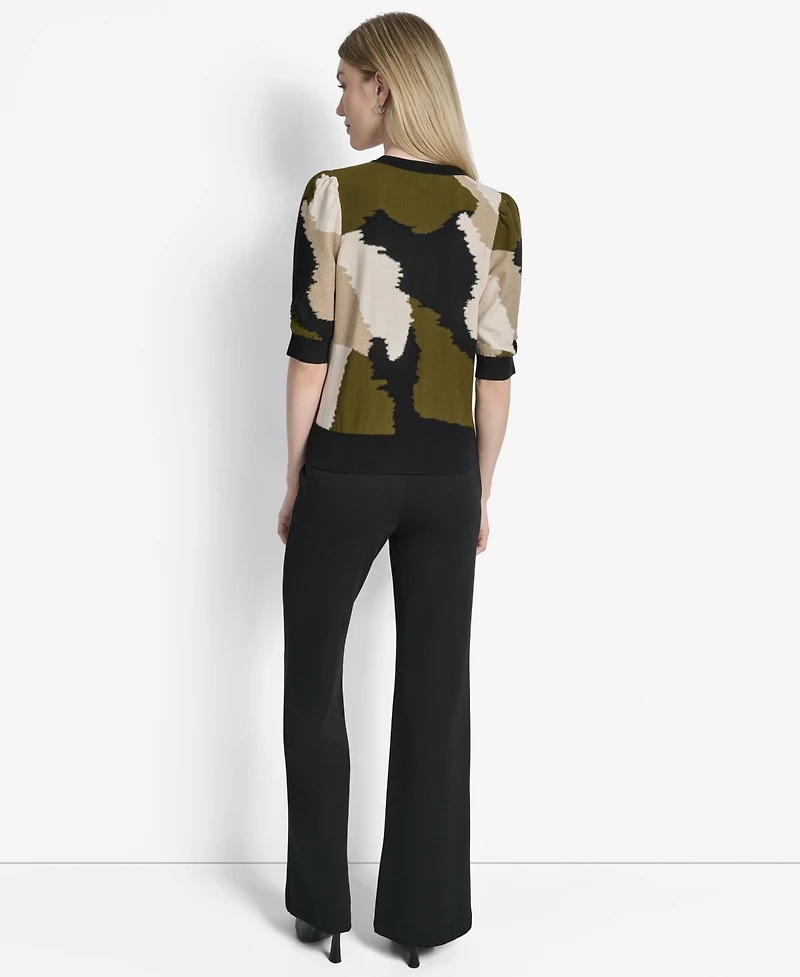 Dkny Women's Printed Puff-Sleeve Sweater