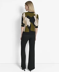 Dkny Women's Printed Puff-Sleeve Sweater