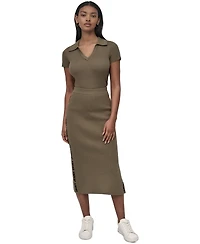 Dkny Jeans Women's Side Logo Ribbed Midi Skirt