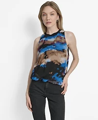 Dkny Women's Printed Bubble-Hem Sleeveless Top