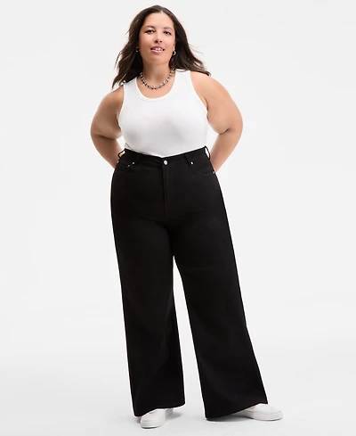 On 34th Trendy Plus High-Rise Wide-Leg Jeans, Exclusively at Macy's