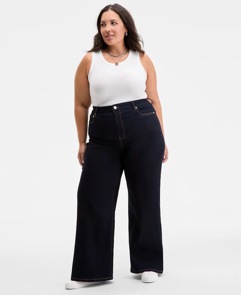On 34th Trendy Plus High-Rise Wide-Leg Jeans, Exclusively at Macy's