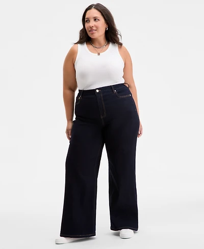 On 34th Trendy Plus High-Rise Wide-Leg Jeans, Exclusively at Macy's