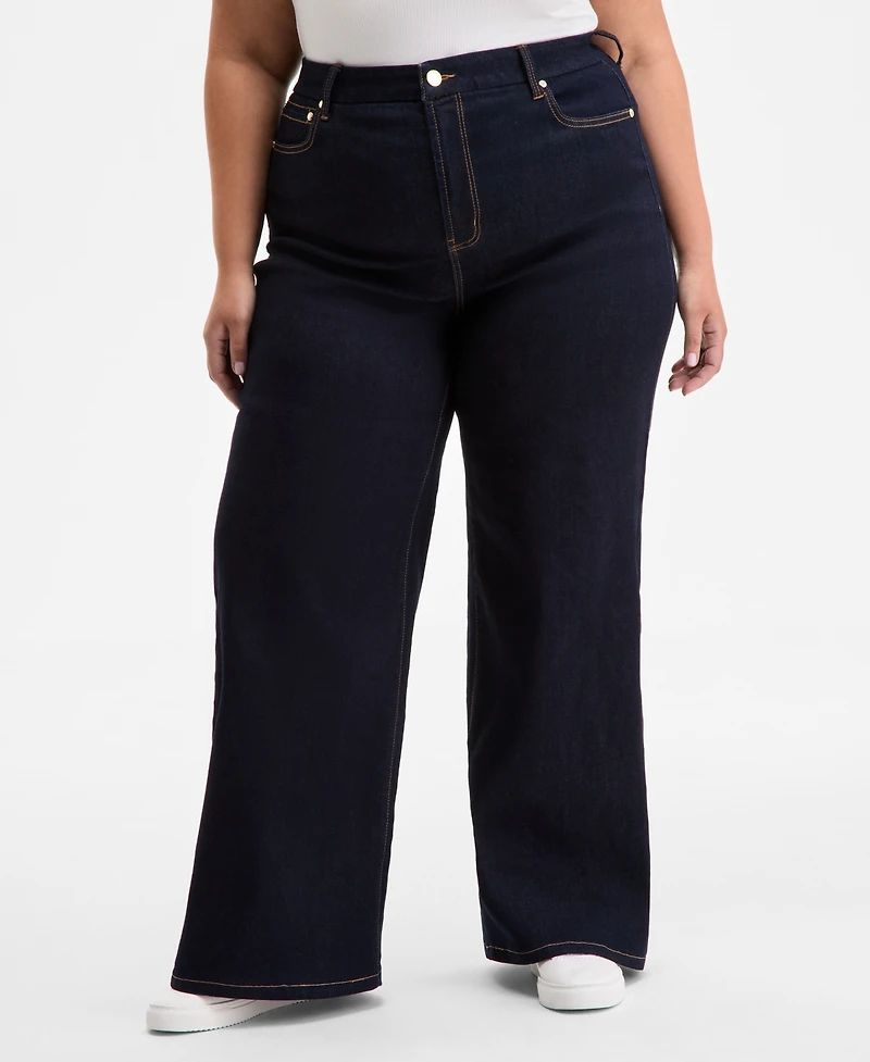 On 34th Trendy Plus High-Rise Wide-Leg Jeans, Exclusively at Macy's