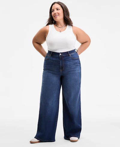 On 34th Trendy Plus High-Rise Wide-Leg Jeans, Exclusively at Macy's