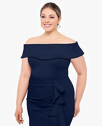 Xscape Plus Off-The-Shoulder Ruffled Dress
