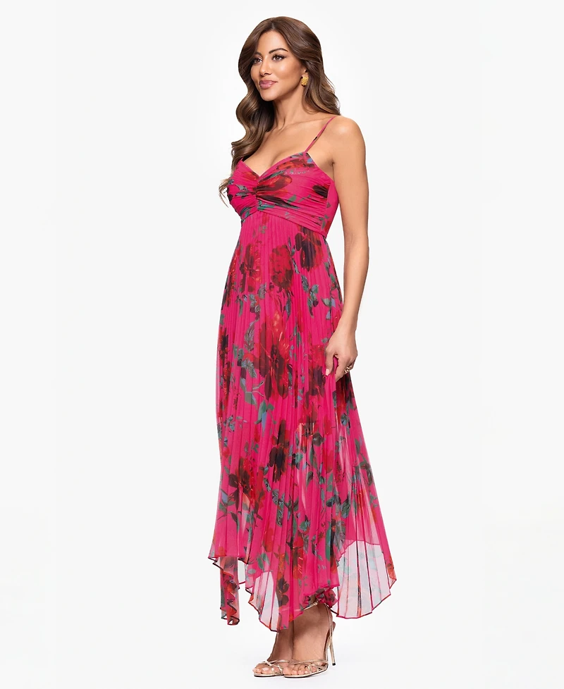 Xscape Women's Printed Sweetheart Spaghetti-Strap Dress