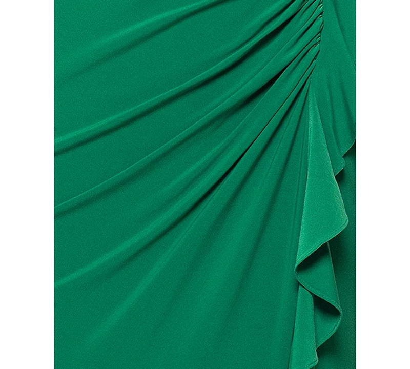 Xscape Women's High-Neck Ruffled-Front Sheath Dress