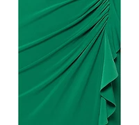 Xscape Women's High-Neck Ruffled-Front Sheath Dress