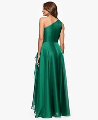 Xscape Women's Metallic Draped One-Shoulder Gown