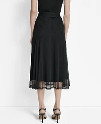 Dkny Women's Layered Mesh Logo-Tape Midi Skirt