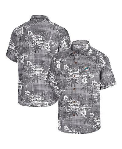 Tommy Bahama Men's Black Miami Dolphins Coconut Point Isla Palmetta Camp Button-Up Shirt