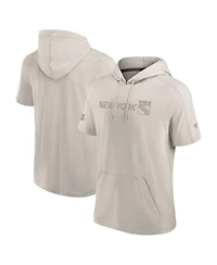 Fanatics Men's Cream New York Rangers Authentic Pro Road Performance Short Sleeve Pullover Hoodie