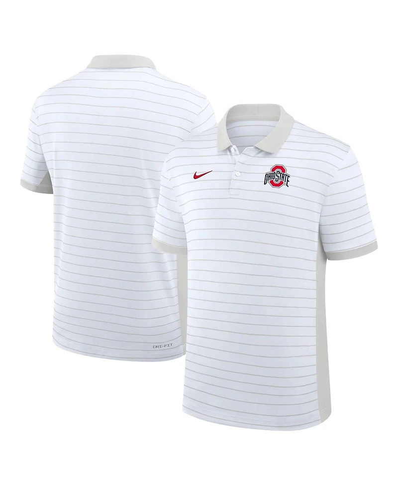 Nike Men's White Ohio State Buckeyes 2025 Early Season Coaches Sideline Victory Stripe Performance Polo Shirt