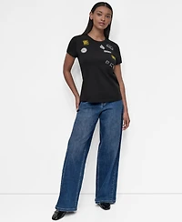 Dkny Women's Pins And Patches Crewneck T-Shirt
