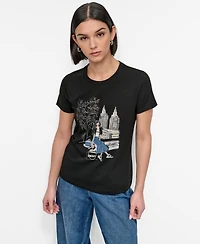 Dkny Women's Bow Bridge Conversational Crewneck Tee