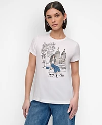 Dkny Women's Bow Bridge Conversational Crewneck Tee