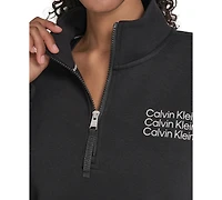 Calvin Klein Performance Women's Mini Triple Logo Fleece Half-Zip Pullover Sweatshirt