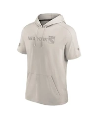 Fanatics Men's Cream New York Rangers Authentic Pro Road Performance Short Sleeve Pullover Hoodie