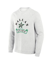 Fanatics Men's Heather Gray Dallas Stars Banner Fleece Raglan Pullover Sweatshirt