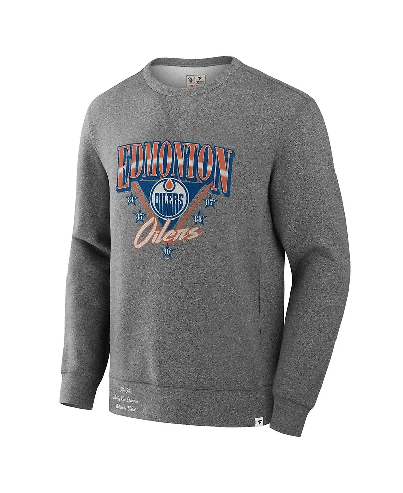 Fanatics Men's Heather Gray Edmonton Oilers Decades Collection Legendary Fleece Pullover Sweatshirt