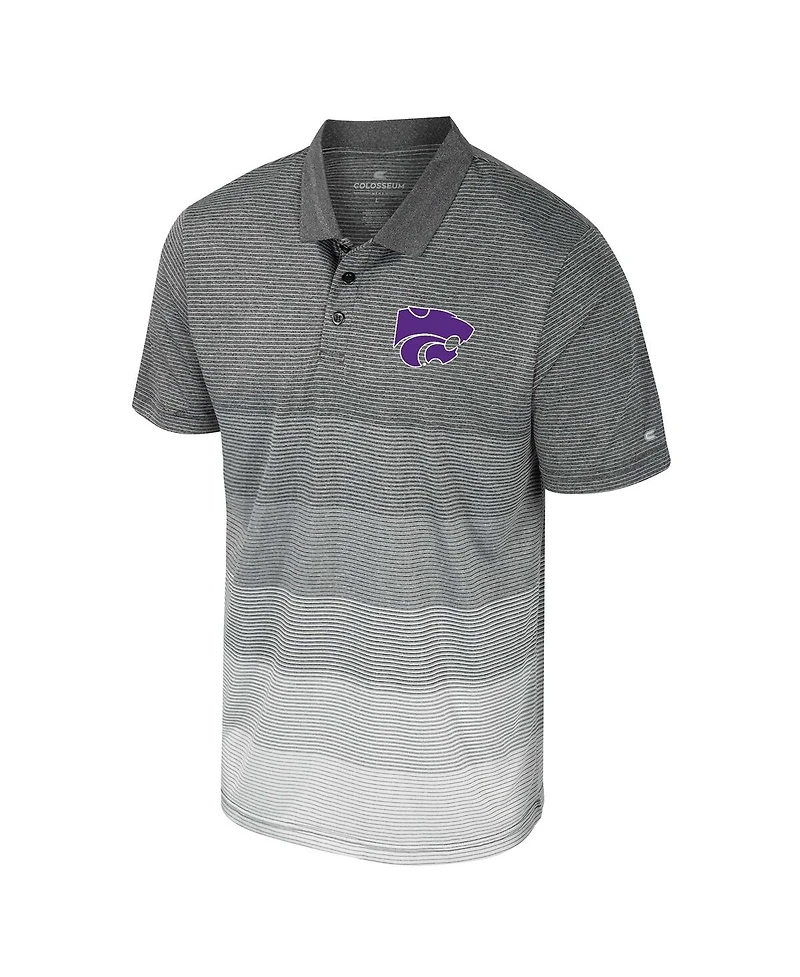 Colosseum Men's Gray Kansas State Wildcats Striped Mesh Polo Shirt