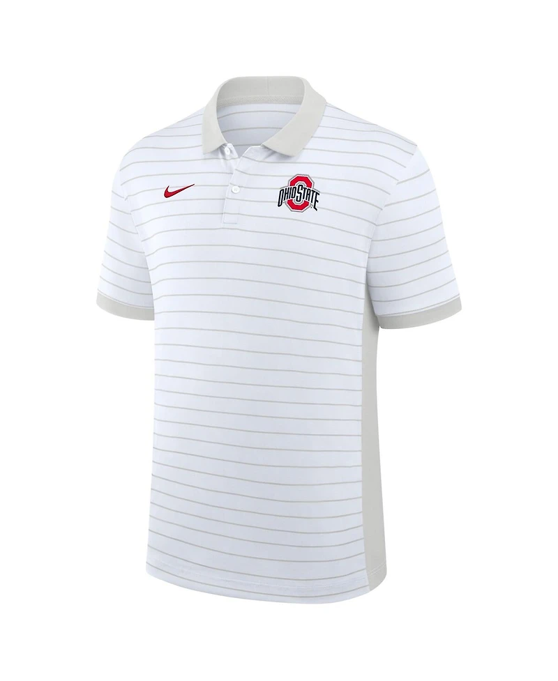 Nike Men's White Ohio State Buckeyes 2025 Early Season Coaches Sideline Victory Stripe Performance Polo Shirt