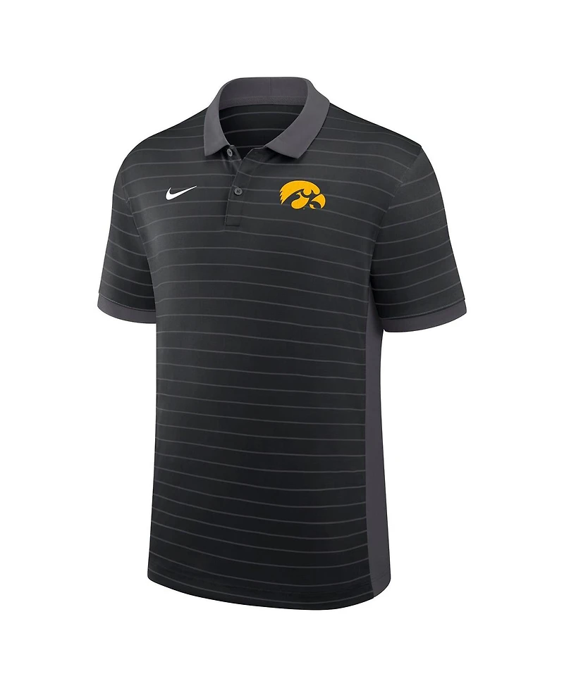 Nike Men's Black Iowa Hawkeyes 2025 Early Season Coaches Sideline Victory Stripe Performance Polo Shirt