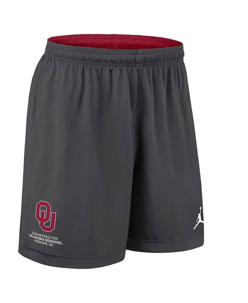 Jordan Men's Crimson/Charcoal Oklahoma Sooners 2025 Sideline Reversible Performance Shorts