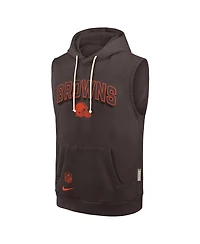 Nike Men's Brown Cleveland Browns Sideline Performance Sleeveless Pullover Hoodie