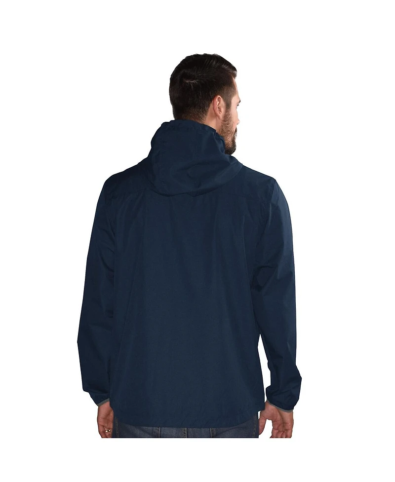 G-iii Sports by Carl Banks Men's Navy Milwaukee Brewers Double Play Hooded Lightweight Full-Zip Jacket