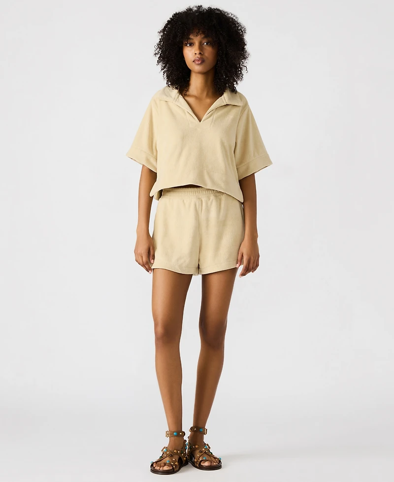 Steve Madden Women's Cropped Terrycloth Polo Top