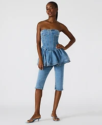 Steve Madden Women's Knee-Length Denim Capri Pants