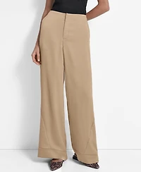 Dkny Women's Glazed High Rise Seamed-Cuff Wide-Leg Pants