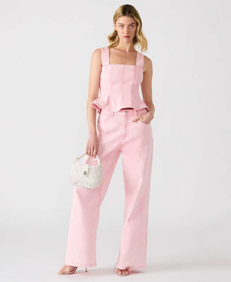 Steve Madden Women's Denim Peplum Top