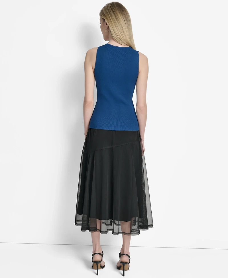 Dkny Women's Two-Way Zipper Sleeveless Sweater