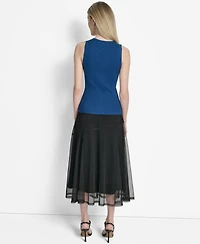 Dkny Women's Two-Way Zipper Sleeveless Sweater