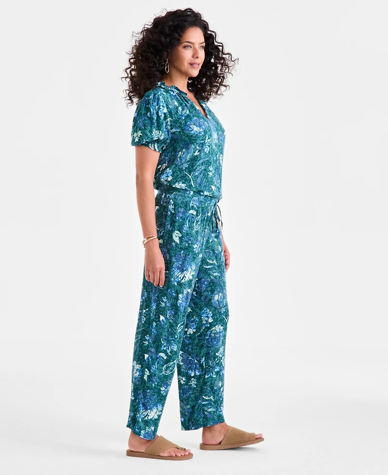 Style & Co Women's Printed Drawstring-Waist Pull-On Pants, Macy's Exclusive