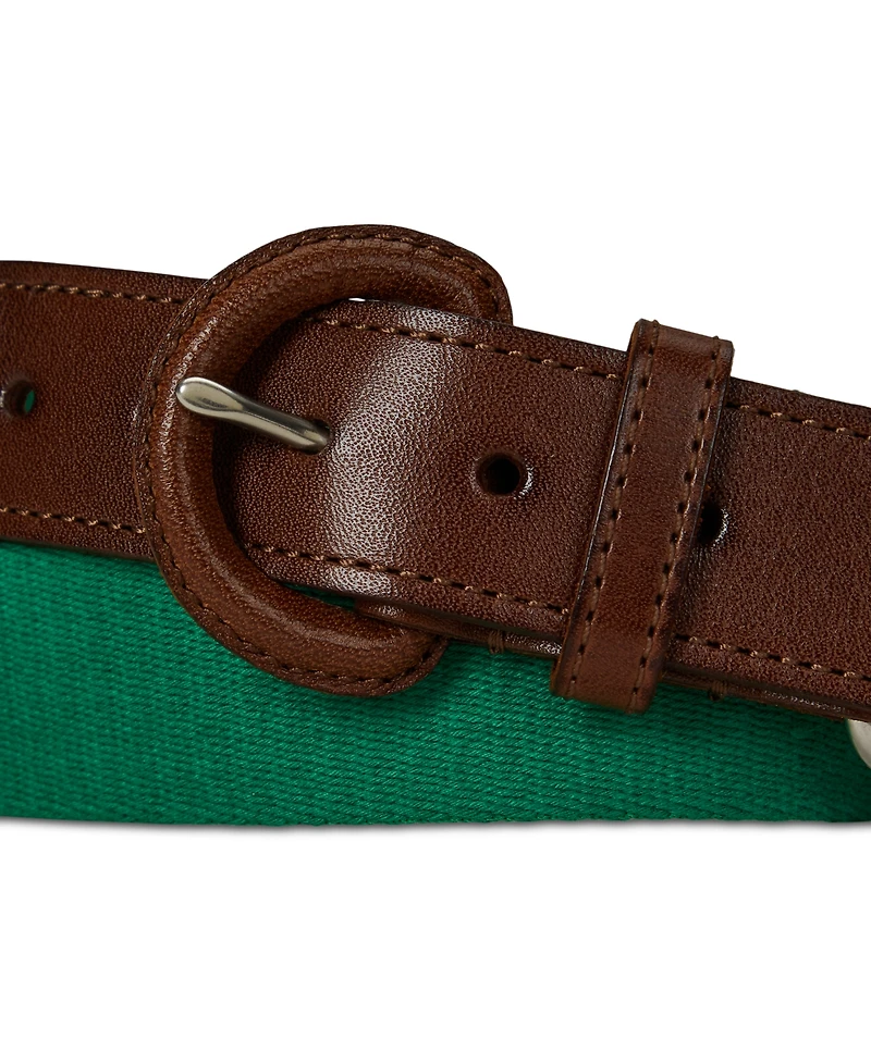 Polo Ralph Lauren Men's Webbed Cotton & Leather Belt