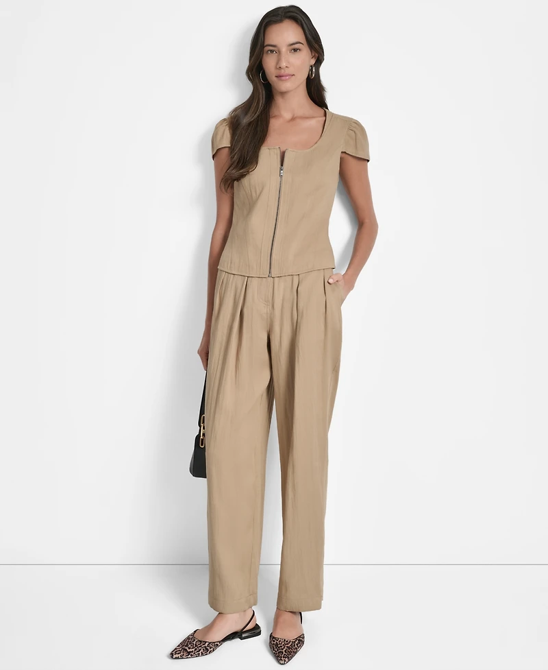 Dkny Women's Weathered Twill Square-Neck Top