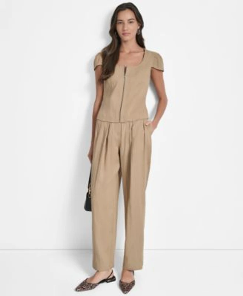 Dkny Weathered Twill Square Neck Top Weathered Twill Pants