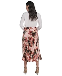 Calvin Klein Petite Printed Pleated Midi Skirt