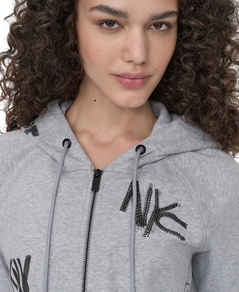 Dkny Sport Women's Graffiti Logo Full-Zip Hoodie