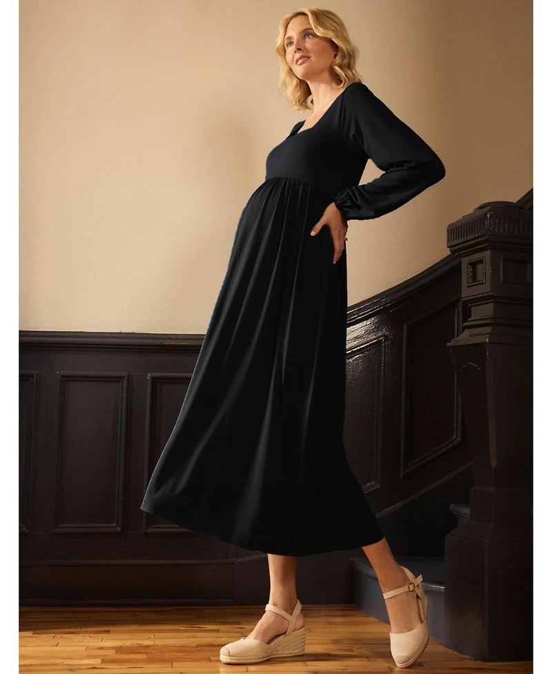 Motherhood Maternity Long Sleeve Empire Waist Maxi Dress
