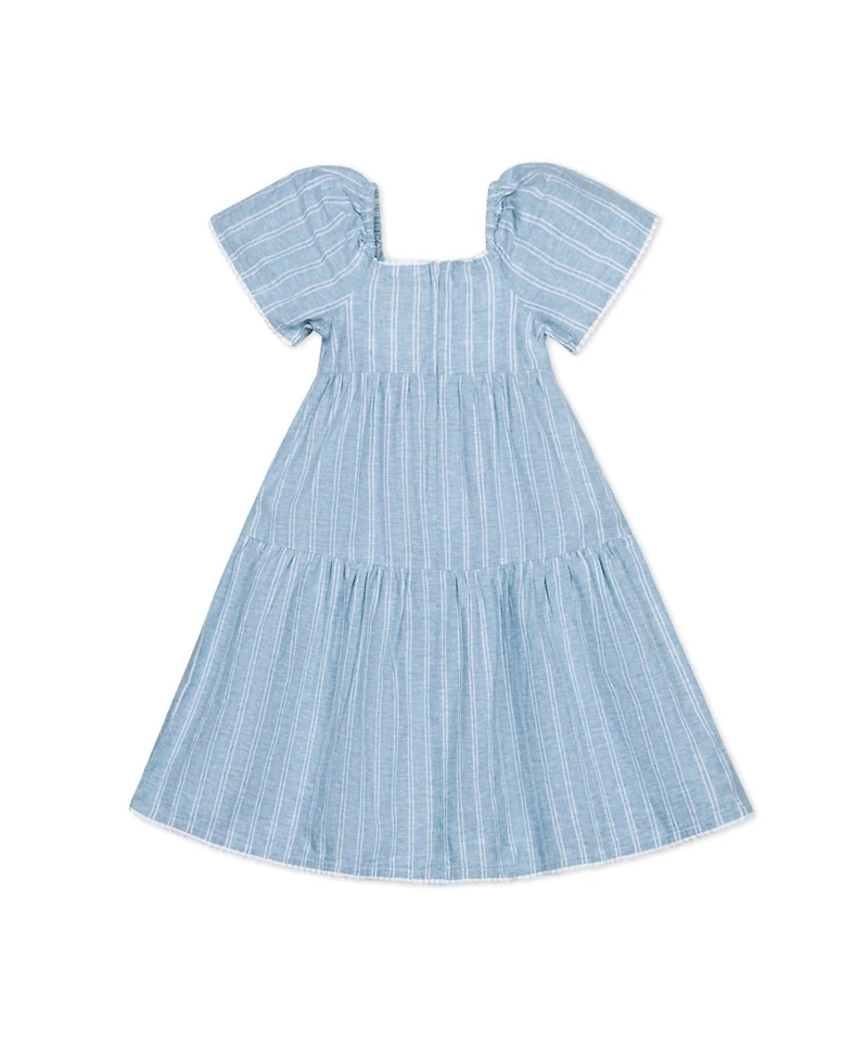 Hope & Henry Toddler Girls Flounce Sleeve Tiered Linen Dress
