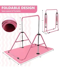 Zenova Gymnastics Bar Kids, Junior Training Bar, Height Adjustable Horizontal Bars With Gym Mat