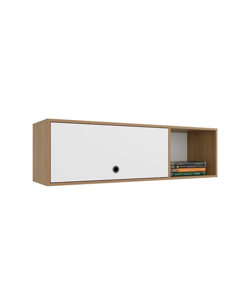 Somerset Wall Cabinet, 1 Door, 3 Shelves, Natural Oak / White