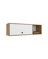 Somerset Wall Cabinet, 1 Door, 3 Shelves, Natural Oak / White